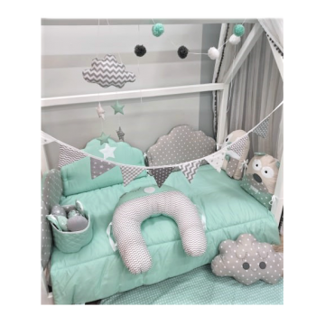 Baby Star Σετ προίκας κρεβατιού Σύννεφο Μέντα 3τμχ